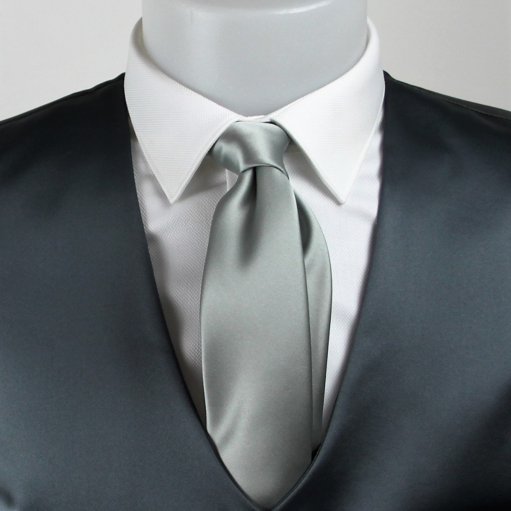 Cravatta viscosa grigio perla