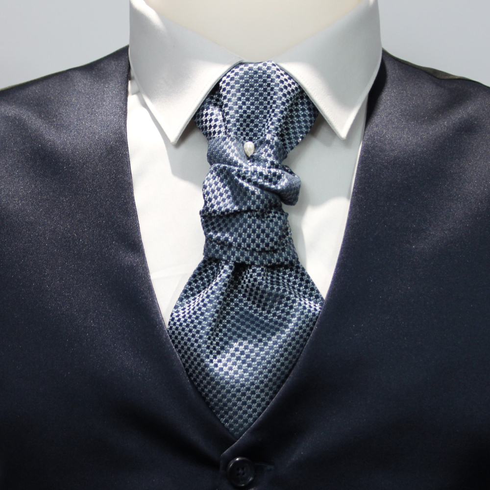 Plastron viscosa operato blu