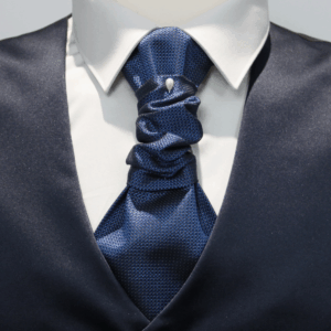 Plastron viscosa puntinato blu e bluette