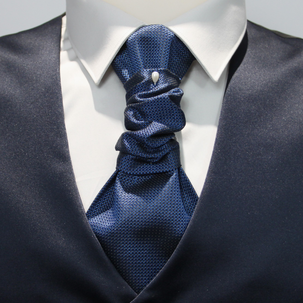Plastron viscosa puntinato blu e bluette