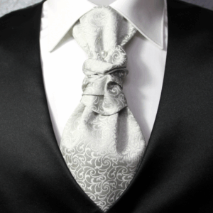 Plastron viscosa rami bianchi fondo grigio perla