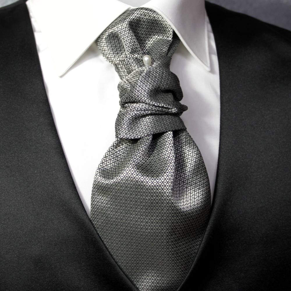 Plastron viscosa rombi argento-nero