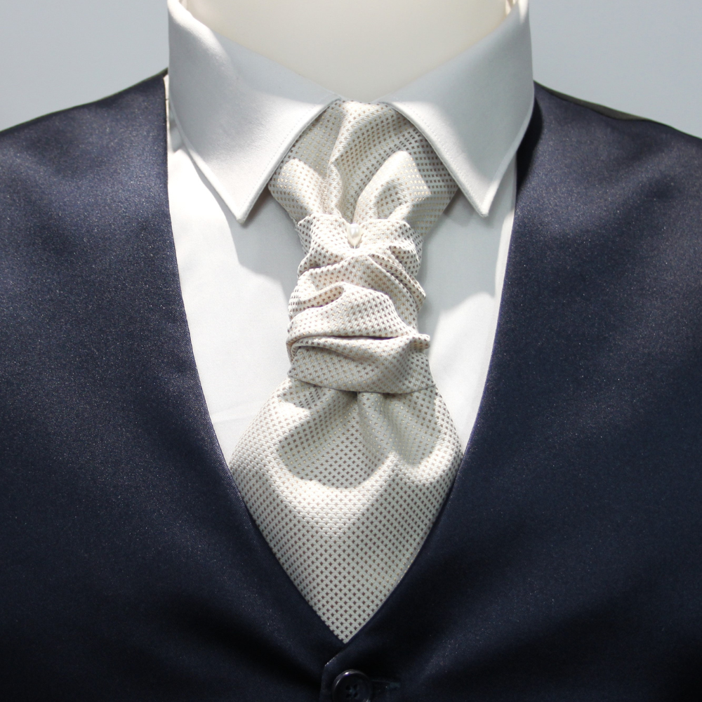 Plastron viscosa  rombi piccoli champagne fondo beige