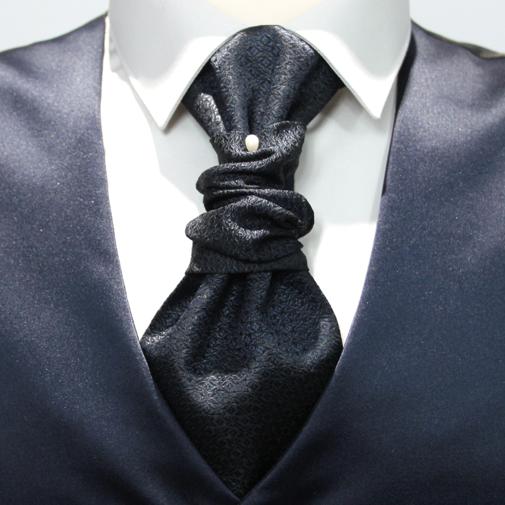 Plastron viscosa rombi tono su tono blu dark