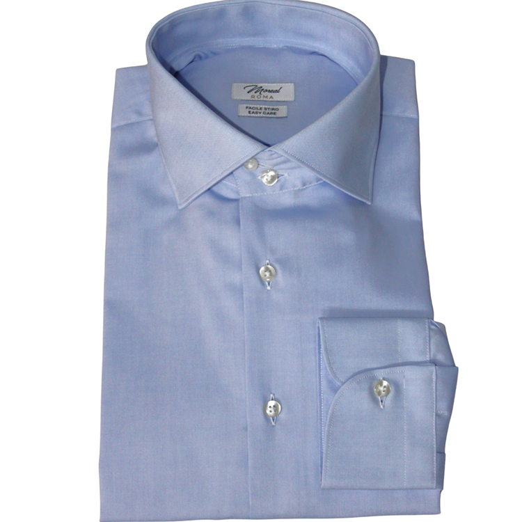 Oxfordino Celeste – Doppio ritorto – Facile stiro – 100% cotone – Collo York – Polso classico