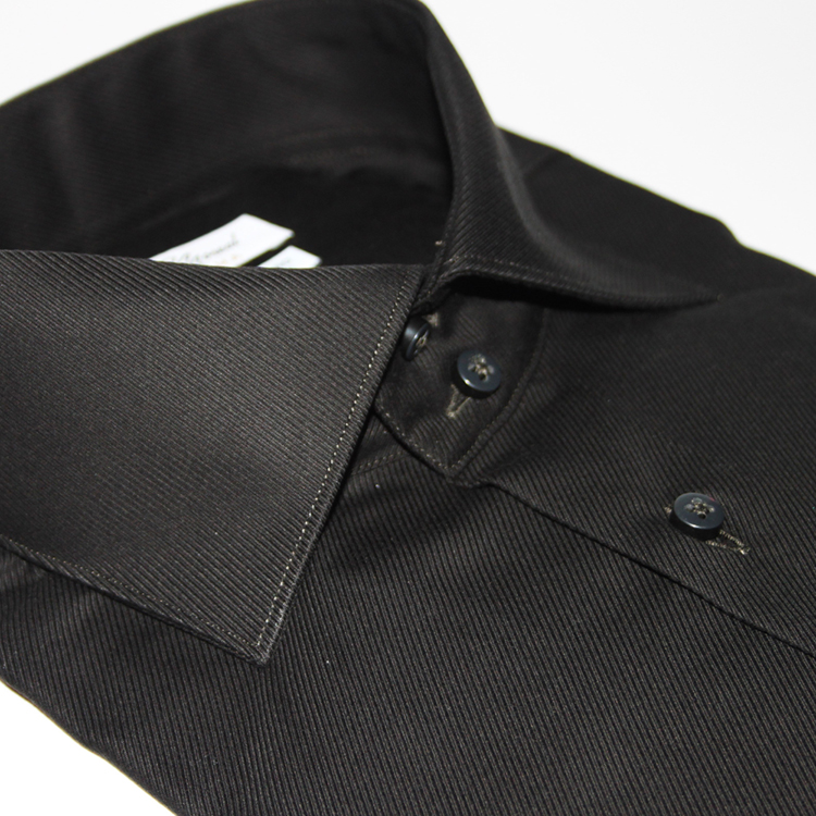 Camicia Twill Nero 100% Cotone - Facile stiro - Doppio ritorto - Collo York - Polso hobby - immagine 2