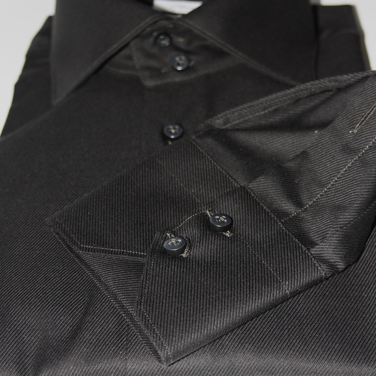 Camicia Twill Nero 100% Cotone - Facile stiro - Doppio ritorto - Collo York - Polso hobby - immagine 3