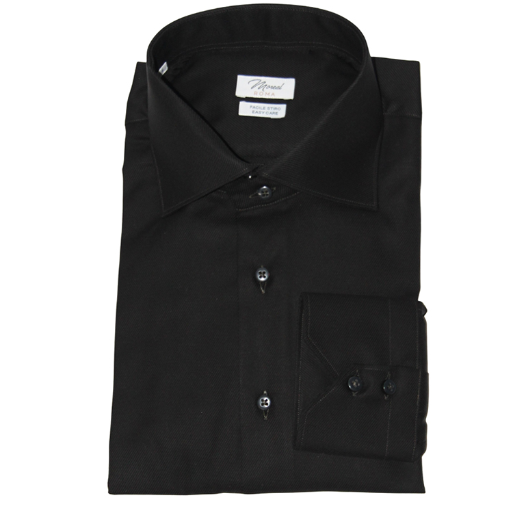 Camicia Twill Nero 100% Cotone – Facile stiro – Doppio ritorto – Collo York – Polso hobby