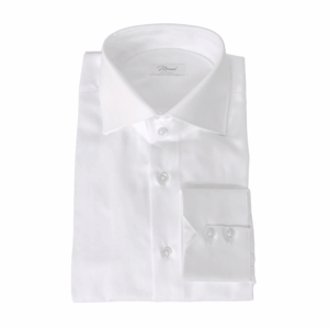 Camicia 100% Cotone Spigato Bianco 100% Cotone collo alto a due bottoni York