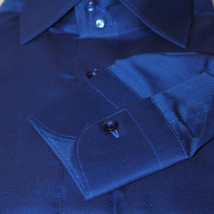 Camicia Nido d'ape Bluette 100% Cotone - Doppio ritorto - Collo York - Polso Classico - immagine 3