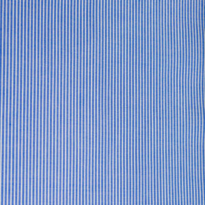 POPELINE AZZURRO MILLERIGHE BIANCO - 100% COTONE