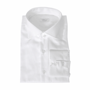 Camicia Cotone armaturato bianco | collo alto a due bottoni - York - polso Hobby