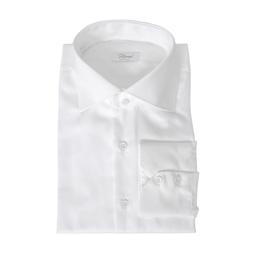 Camicia 100% Cotone armaturato bianco collo alto a due bottoni – York –