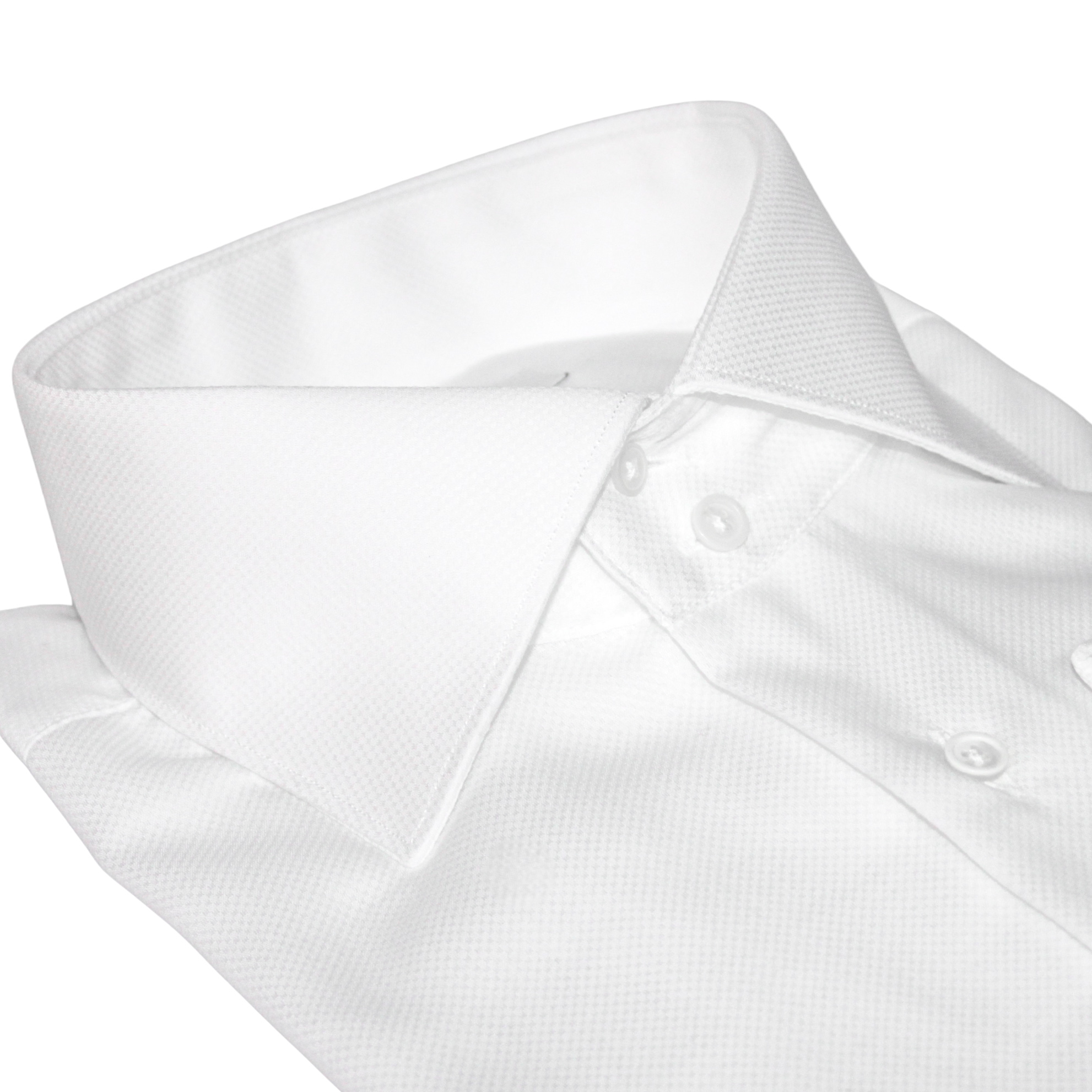 Camicia 100% Cotone armaturato bianco collo alto a due bottoni - York - - immagine 2
