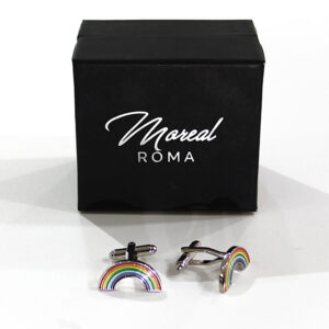 Gemelli acciaio e smalto arcobaleno