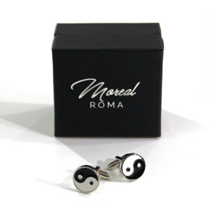 Gemelli acciaio e smalto Tao