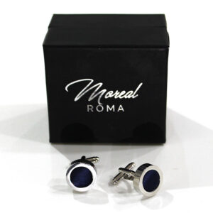 Gemelli acciaio e raso blu