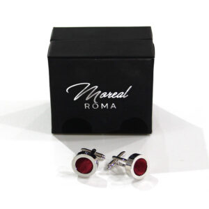 Gemelli acciaio e raso bordeaux