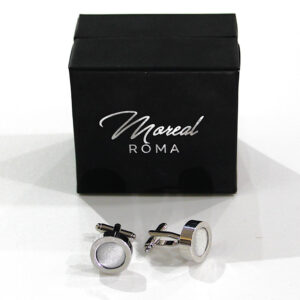 Gemelli acciaio e raso grigio perla