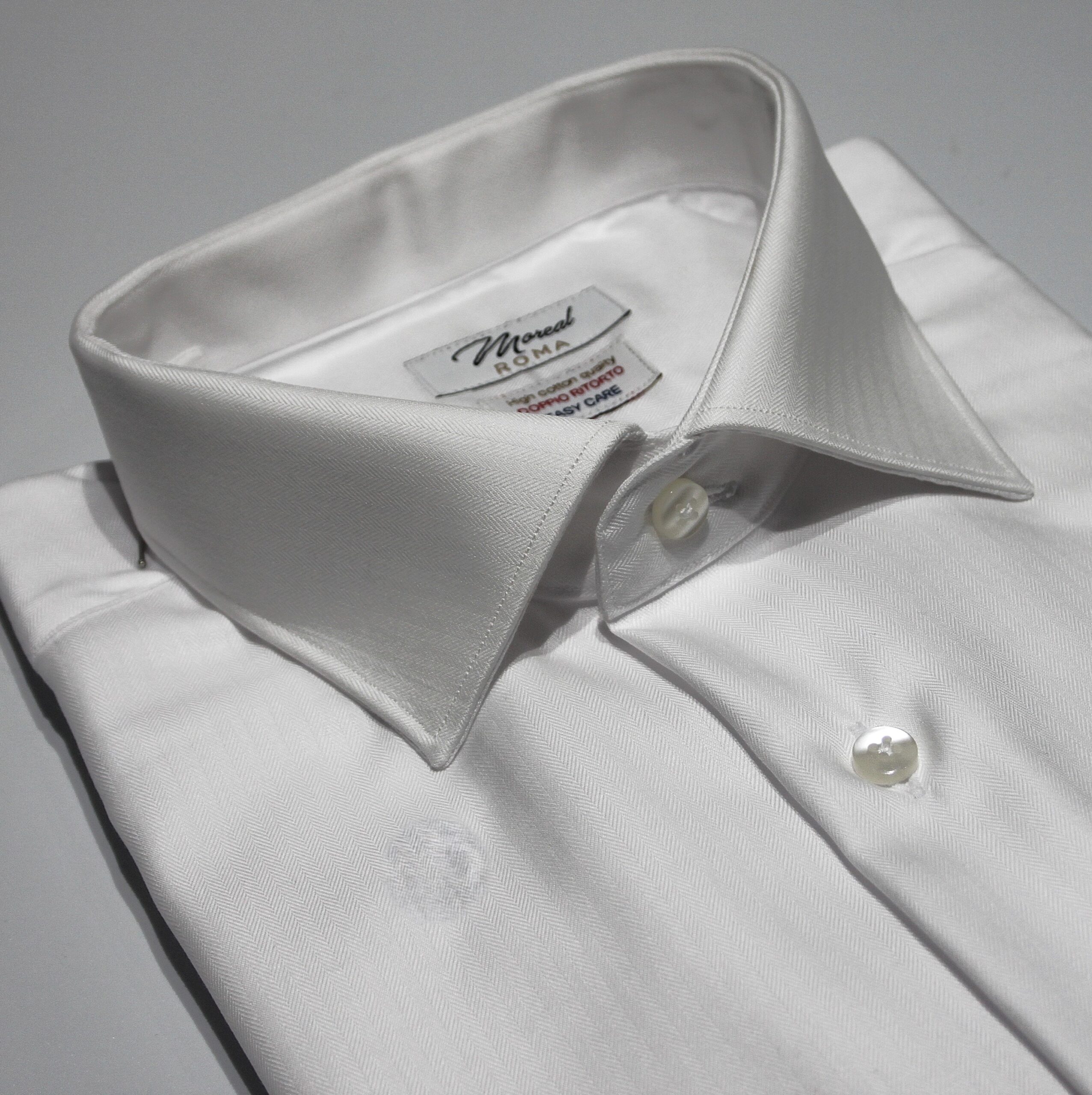 1389L SPIGATO BIANCO - 100% COTONE - FACILE STIRO - COLLO MENTONE - POLSO CLASSICO - 79,00 € (2)