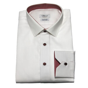 Moreal Roma 924L OXFORDINO BIANCO CON CONTRASTI - BOTTONI PIATTI BORDEAUX - COLLO ZURIGO - POLSO SMUSSATO - 89,00€ (1)