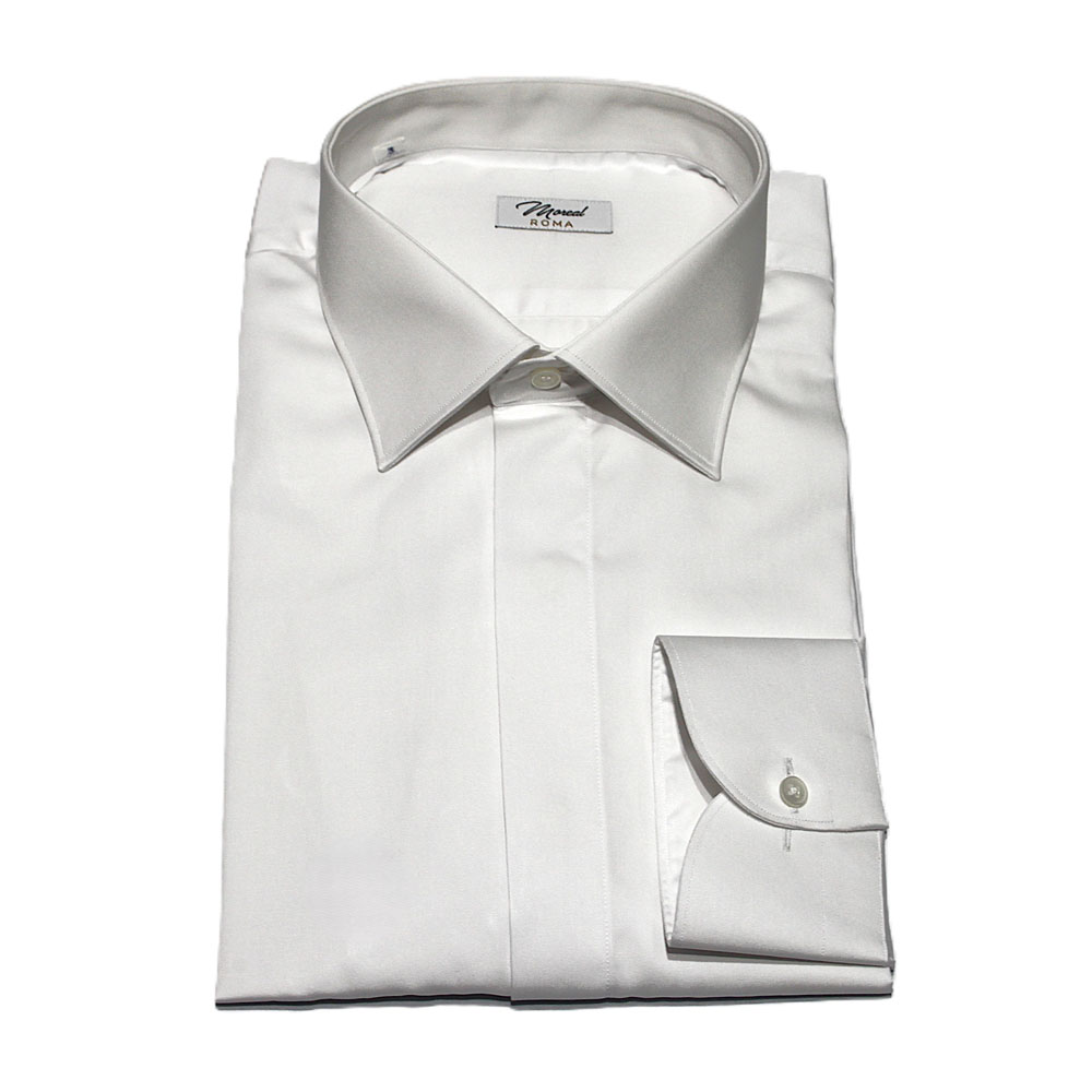 Camicia Popeline Raso Bianco | collo Parigi e polso sdoppio