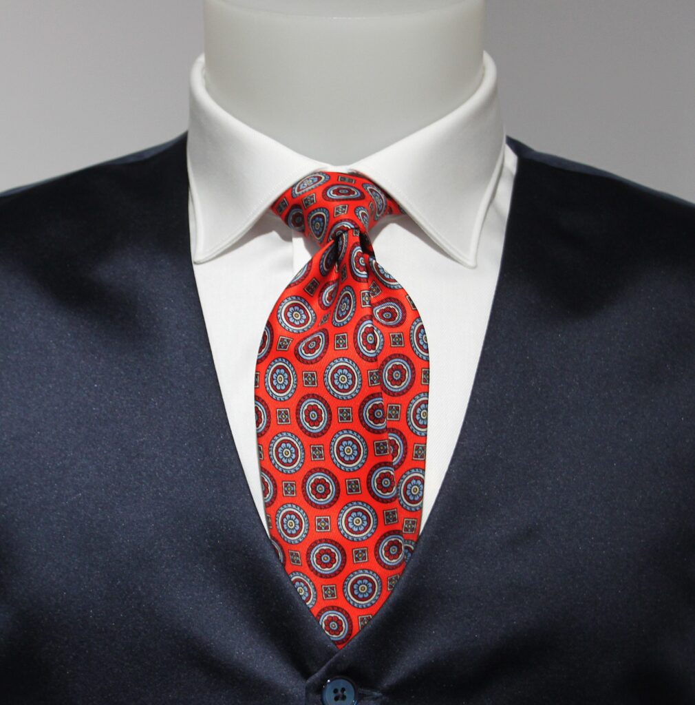 CRAVATTA CAMPO DE' FIORI - VISCOSA - CORALLO FANTASIA GEOMETRICA E FIORI - 39,00 € MOREAL ROMA (1)