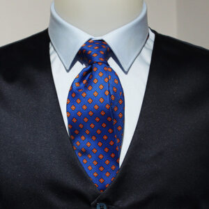 CRAVATTA COLONNA - VISCOSA - AZZURRA ROMBI ARANCIONI - 39,00_ - MOREAL ROMA (1)