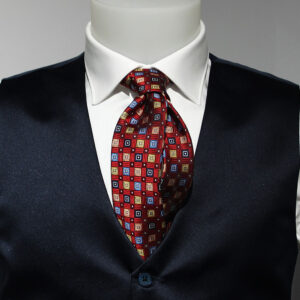CRAVATTA POPOLO - PURA SETA - ROSSO SCURO FANTASIA GEOMETRICA MULTICOLOR - 49,00_ - MOREAL ROMA (1)