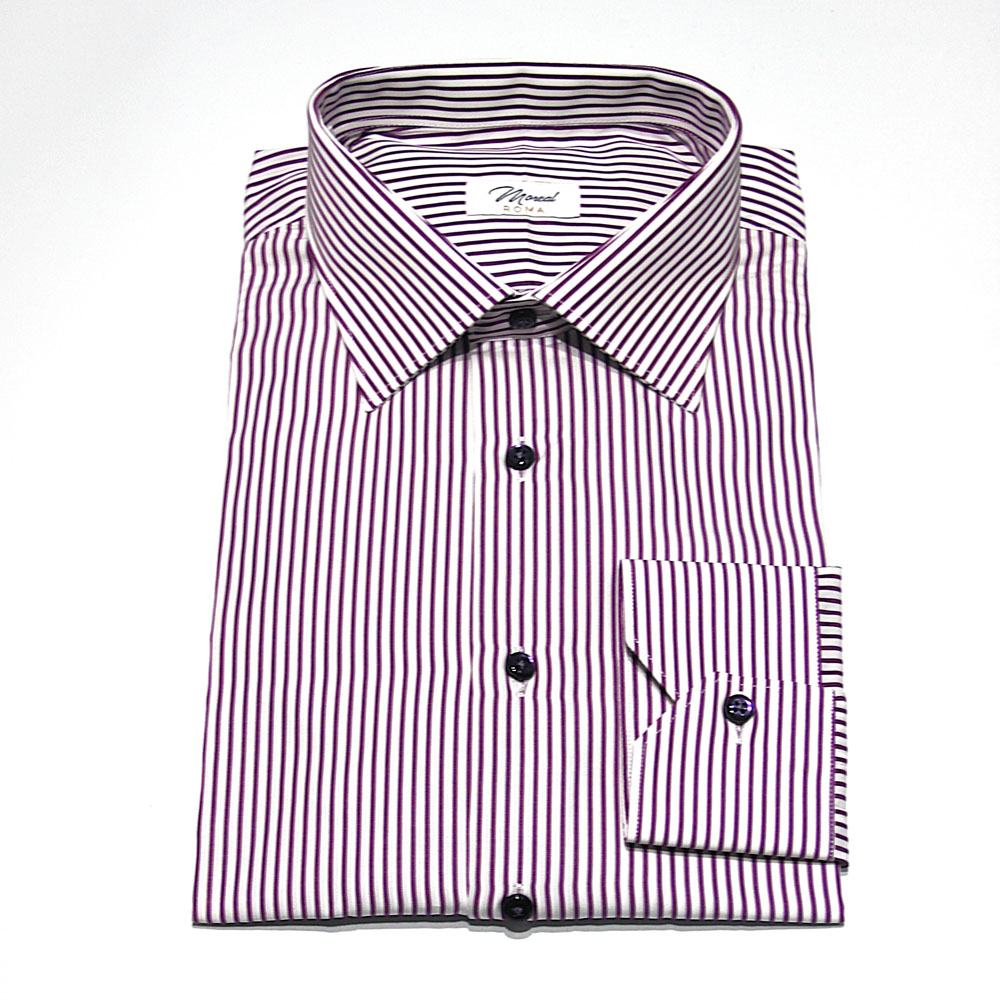 Moreal Roma 1287L POPELINE RIGA VIOLA - 100% COTONE - COLLO PARIGI - POLSO SMUSSATO - BOTTONI A CONTRASTO - 79,00_ (2)