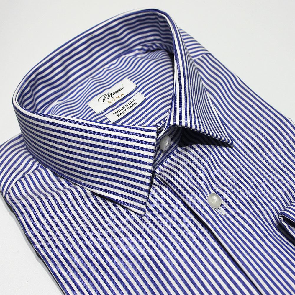 Moreal Roma 880J OXFORD BACCHETTA BLU - DOPPIO RITORTO - FACILE STIRO - COLLO ZURIGO - POLSO CLASSICO - 79,00_ (2)