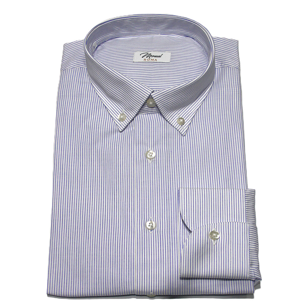 Moreal Roma 923J ZEPHIRE MILLERIGHE BLU - 100% COTONE - COLLO SIR B.D. - POLSO CLASSICO - 79,00 _ - MOREAL ROMA (1)