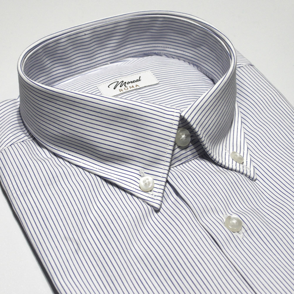 Moreal Roma 923J ZEPHIRE MILLERIGHE BLU - 100% COTONE - COLLO SIR B.D. - POLSO CLASSICO - 79,00 _ - MOREAL ROMA (1)