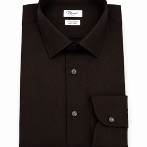 Camicia facile stiro Twill Marrone | collo Zurigo e polso classico